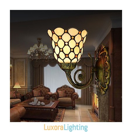 Designer Touch Decorative European Mediterranean Contracted Rural Creative Wrought Iron Wall Lamp Glass Lights