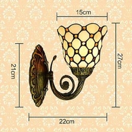 Designer Touch Decorative European Mediterranean Contracted Rural Creative Wrought Iron Wall Lamp Glass Lights