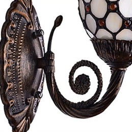 Designer Touch Decorative European Mediterranean Contracted Rural Creative Wrought Iron Wall Lamp Glass Lights