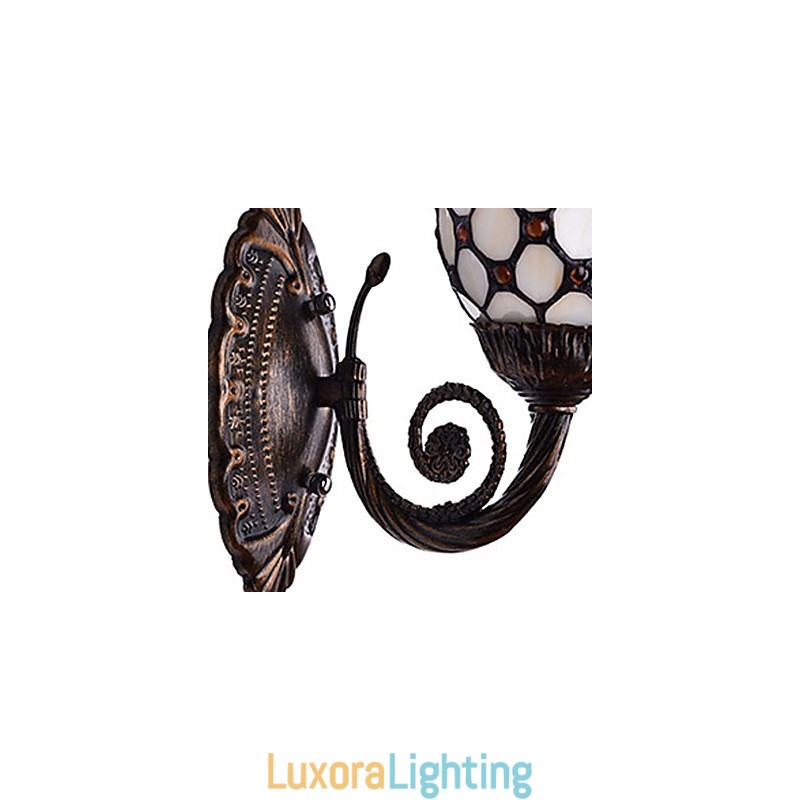 Designer Touch Decorative European Mediterranean Contracted Rural Creative Wrought Iron Wall Lamp Glass Lights
