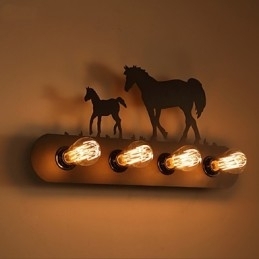 Designer Touch Decorative American Village Pastoral LOFT Style Bedroom Aisle Iron Retro Wild Horse Wall Lamps Free Shipping