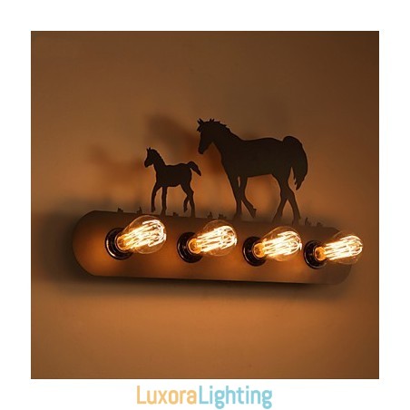 Designer Touch Decorative American Village Pastoral LOFT Style Bedroom Aisle Iron Retro Wild Horse Wall Lamps Free Shipping