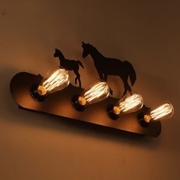 Designer Touch Decorative American Village Pastoral LOFT Style Bedroom Aisle Iron Retro Wild Horse Wall Lamps Free Shipping