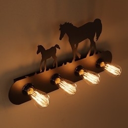 Designer Touch Decorative American Village Pastoral LOFT Style Bedroom Aisle Iron Retro Wild Horse Wall Lamps Free Shipping