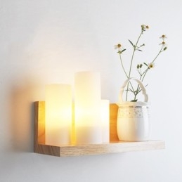 Designer Touch Decorative Mini Style Wall Sconces with Glass Shades Modern Contemporary Wood Bamboo Wall Light