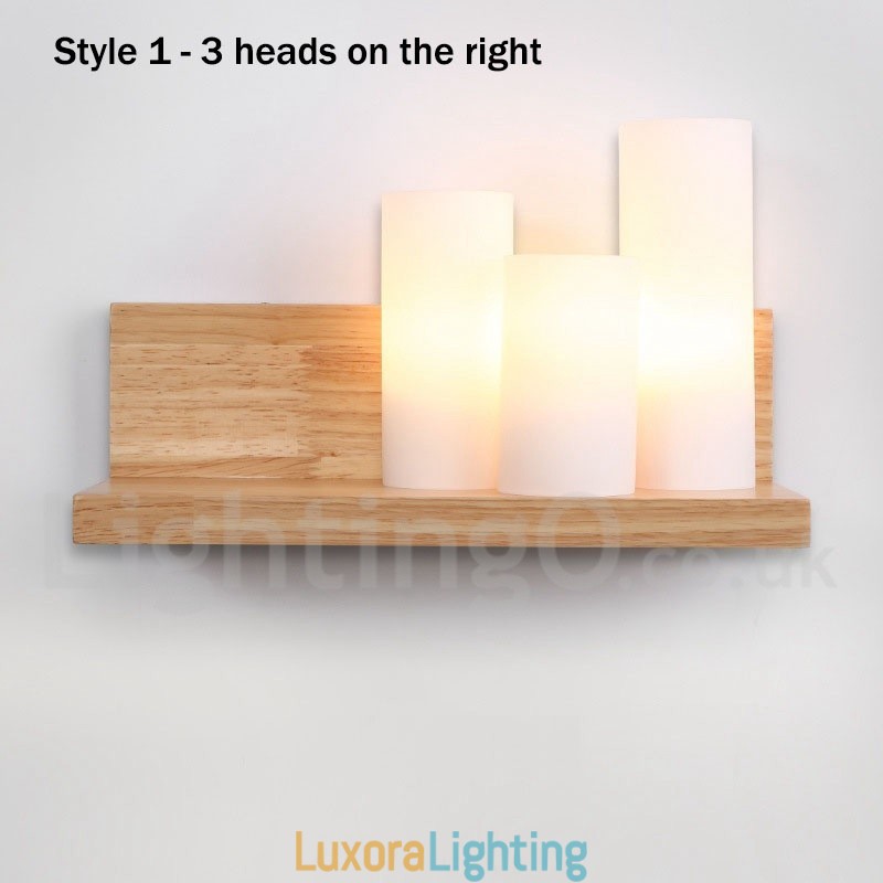 Designer Touch Decorative Mini Style Wall Sconces with Glass Shades Modern Contemporary Wood Bamboo Wall Light