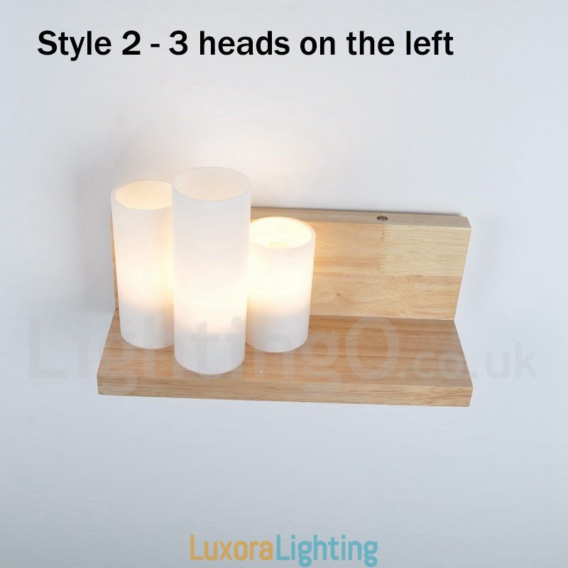 Designer Touch Decorative Mini Style Wall Sconces with Glass Shades Modern Contemporary Wood Bamboo Wall Light