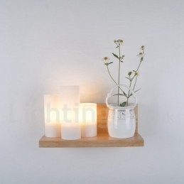 Designer Touch Decorative Mini Style Wall Sconces with Glass Shades Modern Contemporary Wood Bamboo Wall Light