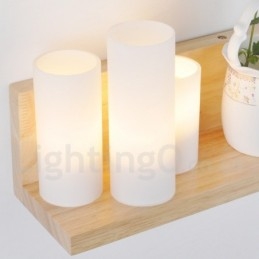 Designer Touch Decorative Mini Style Wall Sconces with Glass Shades Modern Contemporary Wood Bamboo Wall Light