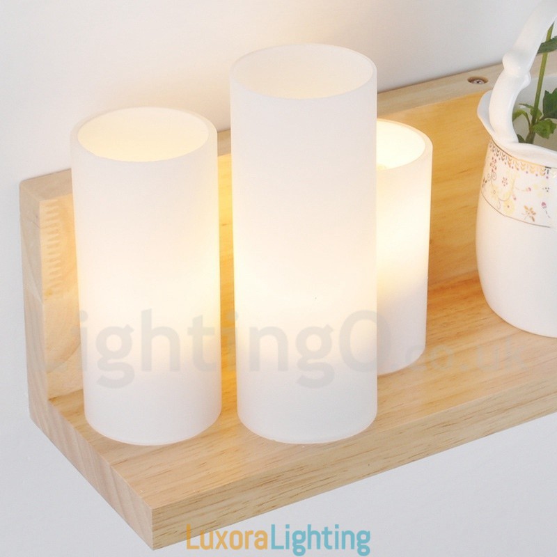 Designer Touch Decorative Mini Style Wall Sconces with Glass Shades Modern Contemporary Wood Bamboo Wall Light