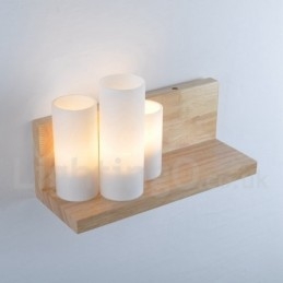 Designer Touch Decorative Mini Style Wall Sconces with Glass Shades Modern Contemporary Wood Bamboo Wall Light