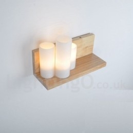 Designer Touch Decorative Mini Style Wall Sconces with Glass Shades Modern Contemporary Wood Bamboo Wall Light