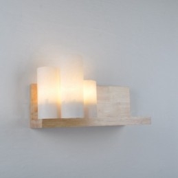 Designer Touch Decorative Mini Style Wall Sconces with Glass Shades Modern Contemporary Wood Bamboo Wall Light