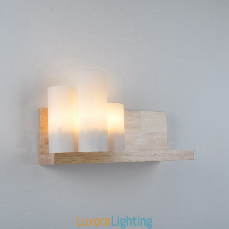 Designer Touch Decorative Mini Style Wall Sconces with Glass Shades Modern Contemporary Wood Bamboo Wall Light
