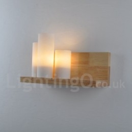 Designer Touch Decorative Mini Style Wall Sconces with Glass Shades Modern Contemporary Wood Bamboo Wall Light