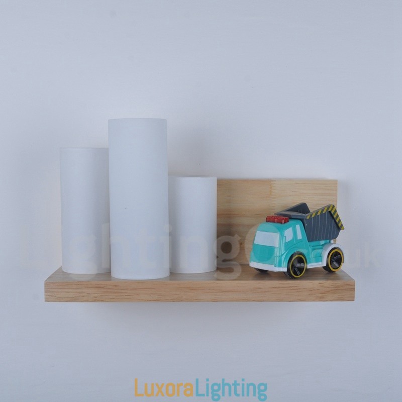 Designer Touch Decorative Mini Style Wall Sconces with Glass Shades Modern Contemporary Wood Bamboo Wall Light