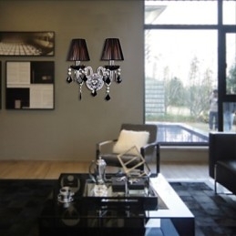 Designer Touch Decorative Crystal Wall Light with 2 Lights in Fabric Shade