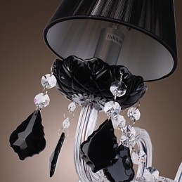 Designer Touch Decorative Crystal Wall Light with 2 Lights in Fabric Shade