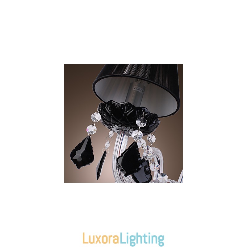 Designer Touch Decorative Crystal Wall Light with 2 Lights in Fabric Shade