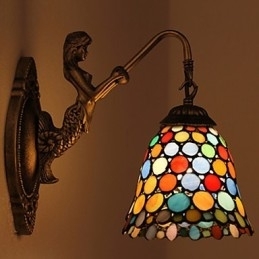 Designer Touch Decorative European Contracted Rural Creative Wrought Iron Wall Lamp Glass Lights