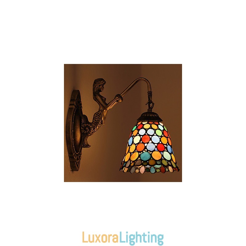 Designer Touch Decorative European Contracted Rural Creative Wrought Iron Wall Lamp Glass Lights