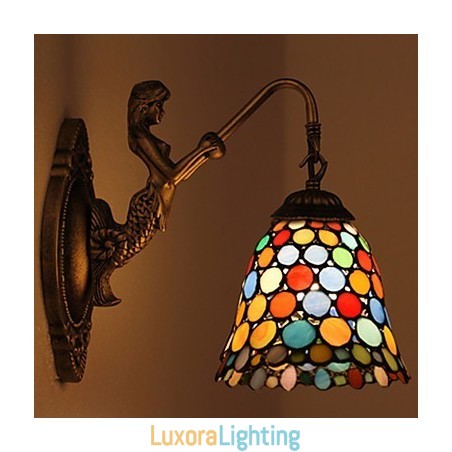 Designer Touch Decorative European Contracted Rural Creative Wrought Iron Wall Lamp Glass Lights