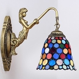 Designer Touch Decorative European Contracted Rural Creative Wrought Iron Wall Lamp Glass Lights