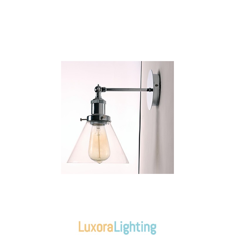 Designer Touch Decorative Art Deco Wall Light with Glass Cone Shade Down