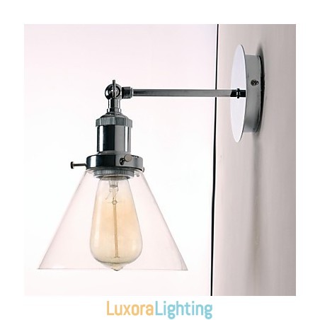 Designer Touch Decorative Art Deco Wall Light with Glass Cone Shade Down