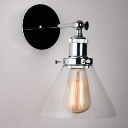 Designer Touch Decorative Art Deco Wall Light with Glass Cone Shade Down