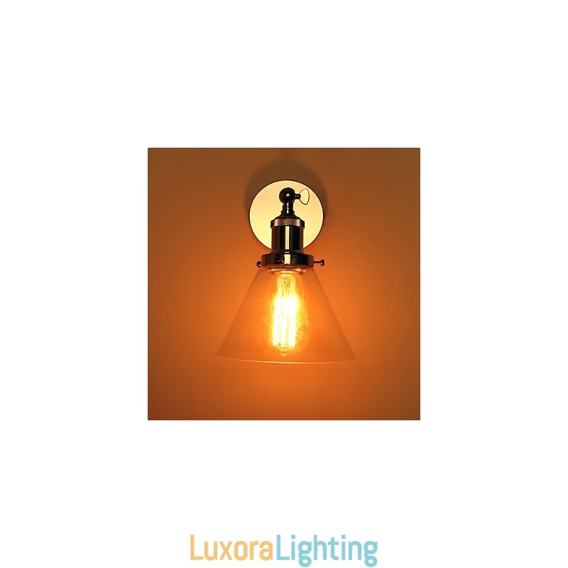 Designer Touch Decorative Art Deco Wall Light with Glass Cone Shade Down