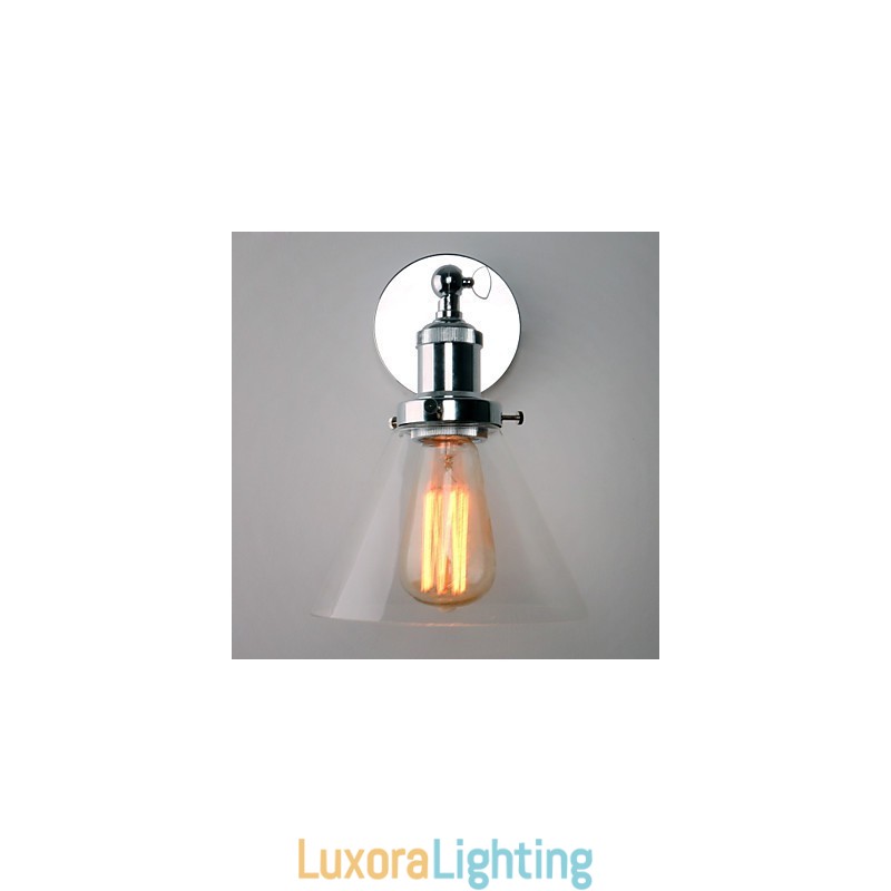 Designer Touch Decorative Art Deco Wall Light with Glass Cone Shade Down