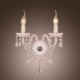 Designer Touch Decorative Crystal Wall Light with 2 Lights in Candle Bulb