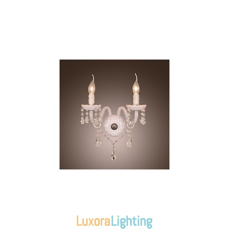 Designer Touch Decorative Crystal Wall Light with 2 Lights in Candle Bulb