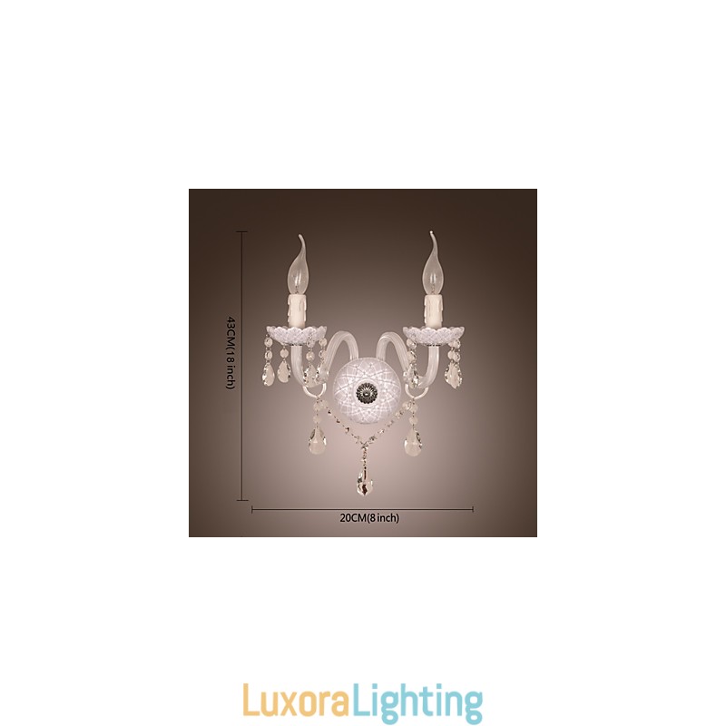 Designer Touch Decorative Crystal Wall Light with 2 Lights in Candle Bulb