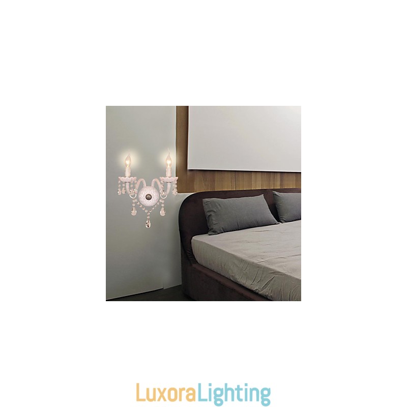 Designer Touch Decorative Crystal Wall Light with 2 Lights in Candle Bulb