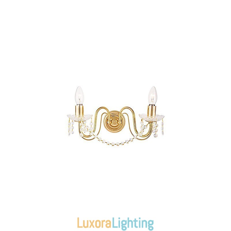 Designer Touch Decorative Golden Crystal Wall Light with 2 Lights