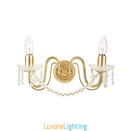 Designer Touch Decorative Golden Crystal Wall Light with 2 Lights