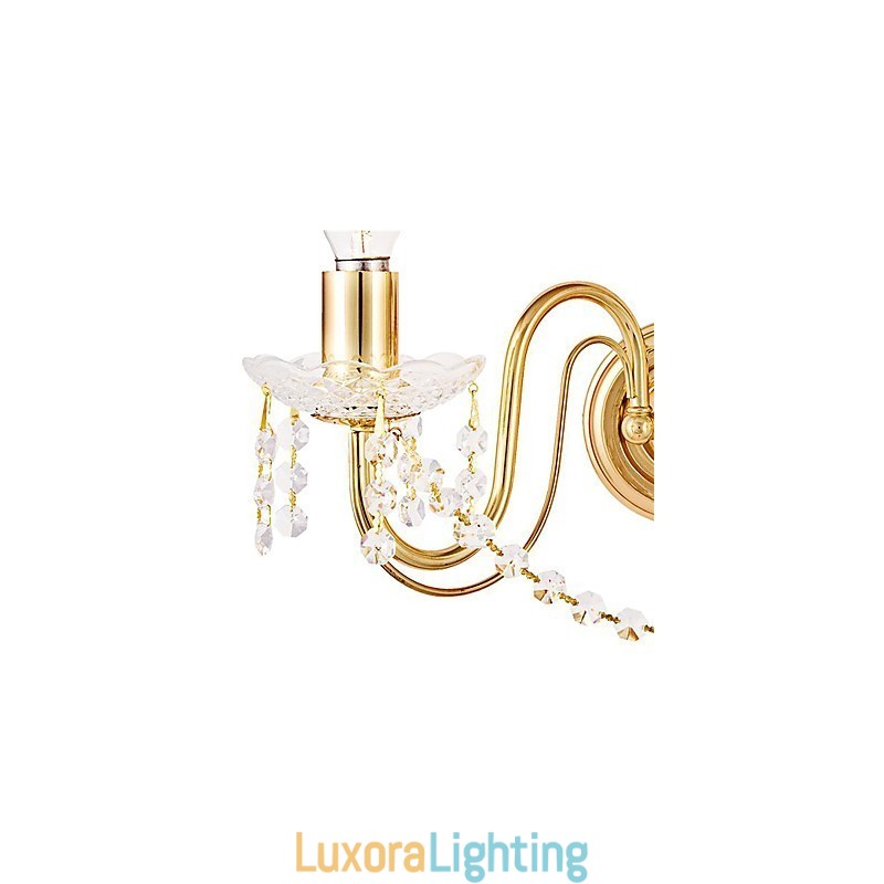 Designer Touch Decorative Golden Crystal Wall Light with 2 Lights