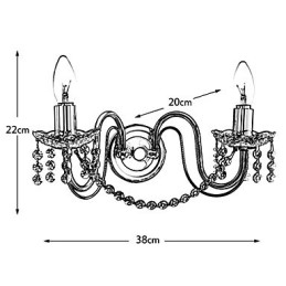 Designer Touch Decorative Golden Crystal Wall Light with 2 Lights