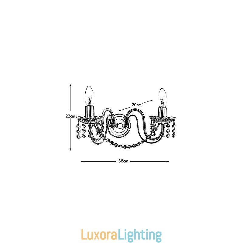 Designer Touch Decorative Golden Crystal Wall Light with 2 Lights