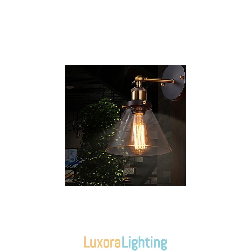 Designer Touch Decorative Retro Wall Light with Floral Glass Shade and Metal Bracket