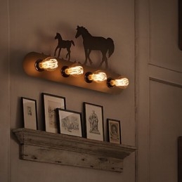 Designer Touch Decorative American Village Pastoral LOFT Style Bedroom Aisle Iron Retro Wild Horse Wall Lamps Free Shipping