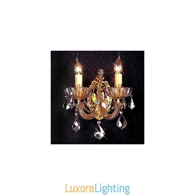 Designer Touch Decorative Elegant Crystal Wall Light with 2 Lights