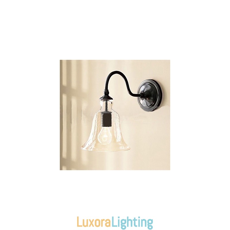 Designer Touch Decorative Nature Inspired Iron Wall Light with Transparent Glass Shade