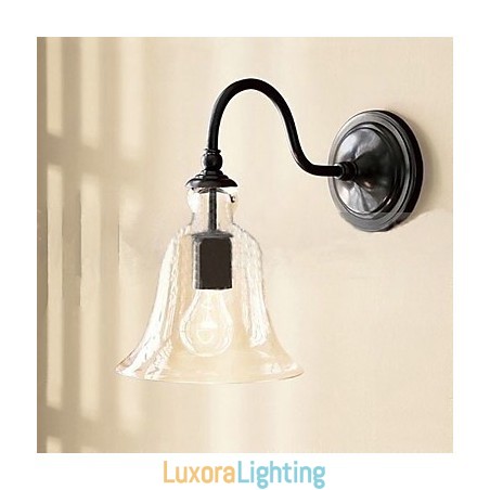 Designer Touch Decorative Nature Inspired Iron Wall Light with Transparent Glass Shade