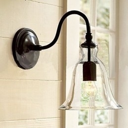 Designer Touch Decorative Nature Inspired Iron Wall Light with Transparent Glass Shade