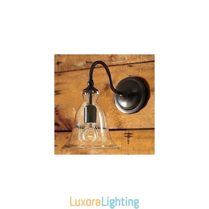 Designer Touch Decorative Nature Inspired Iron Wall Light with Transparent Glass Shade