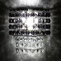 Designer Touch Decorative Modern Wall Light with Fabric Shade Metal Plate Crystal Decor Style