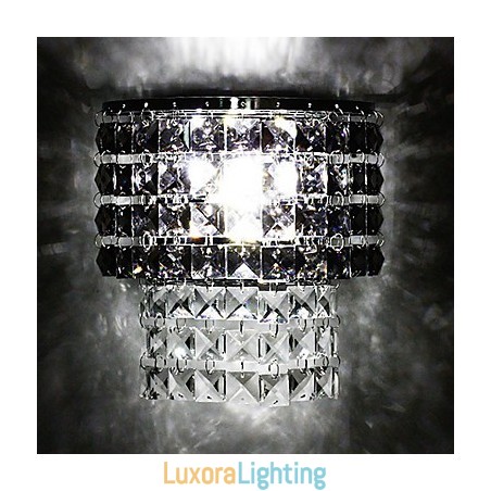 Designer Touch Decorative Modern Wall Light with Fabric Shade Metal Plate Crystal Decor Style